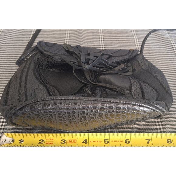 80s NAS Alentino- black tassel shoulder bag excellent vintage condition! 8" x 7" - Picture 6 of 8